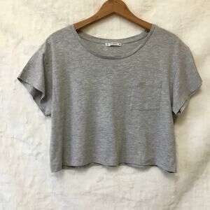 Pull & Bear Gray Crop T-Shirt